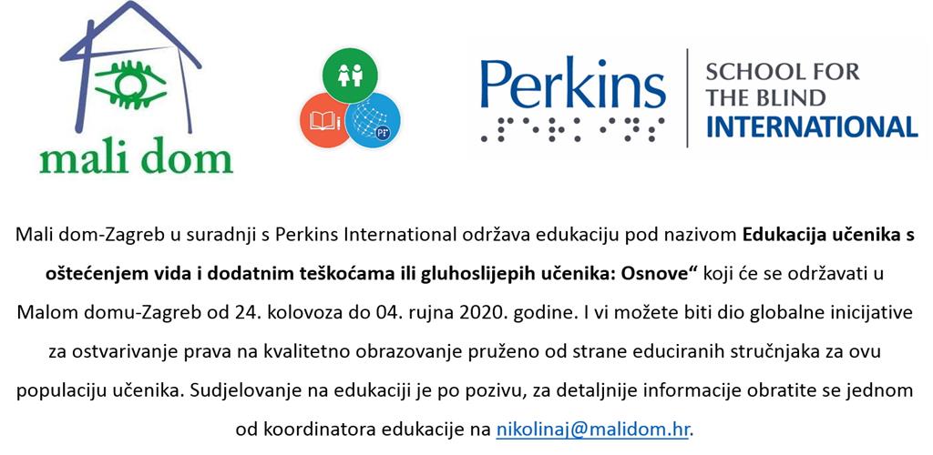 Najava edukacija u suradnji s Perkins International